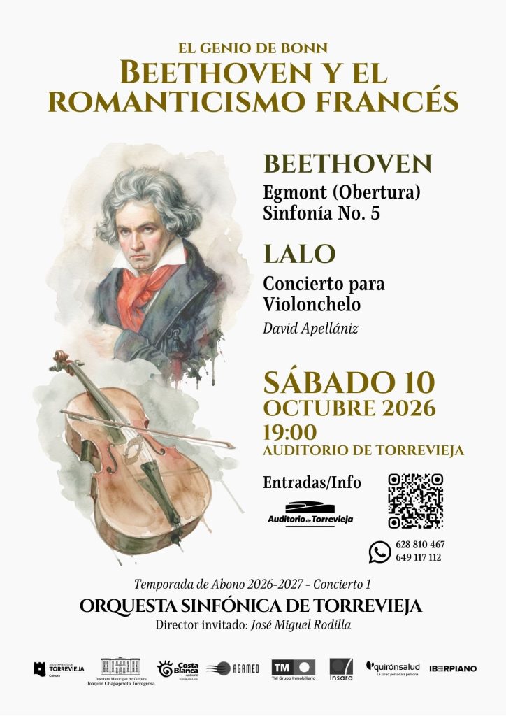 Cartel del concierto «Beethoven y el Romanticismo francés» de la Orquesta Sinfónica de Torrevieja, 10 de octubre de 2026