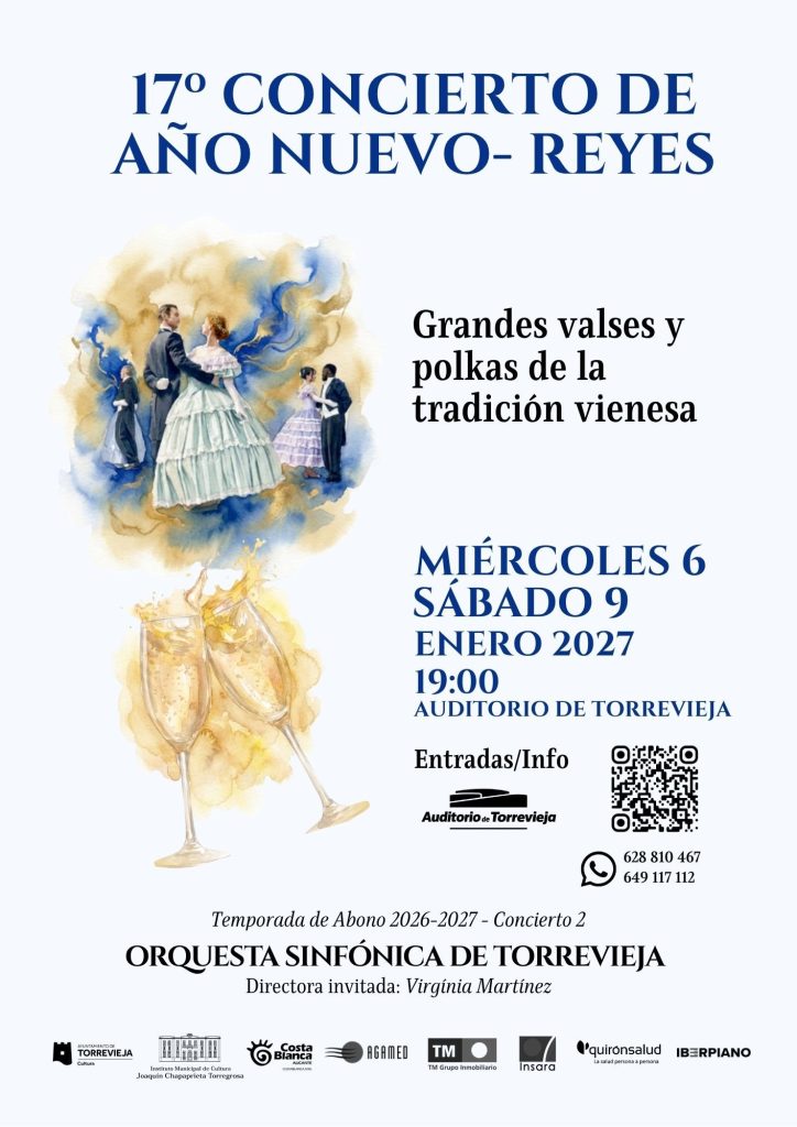 Cartel del concierto «17º Concierto de Año Nuevo · Reyes» de la Orquesta Sinfónica de Torrevieja, 6 y 9 de enero de 2027