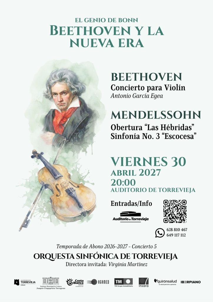 Cartel del concierto «Beethoven y la nueva era» de la Orquesta Sinfónica de Torrevieja, 30 de abril de 2027
