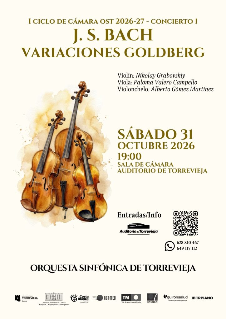 Cartel del concierto «Variaciones Goldberg · J. S. Bach» de la Orquesta Sinfónica de Torrevieja, 31 de octubre de 2026
