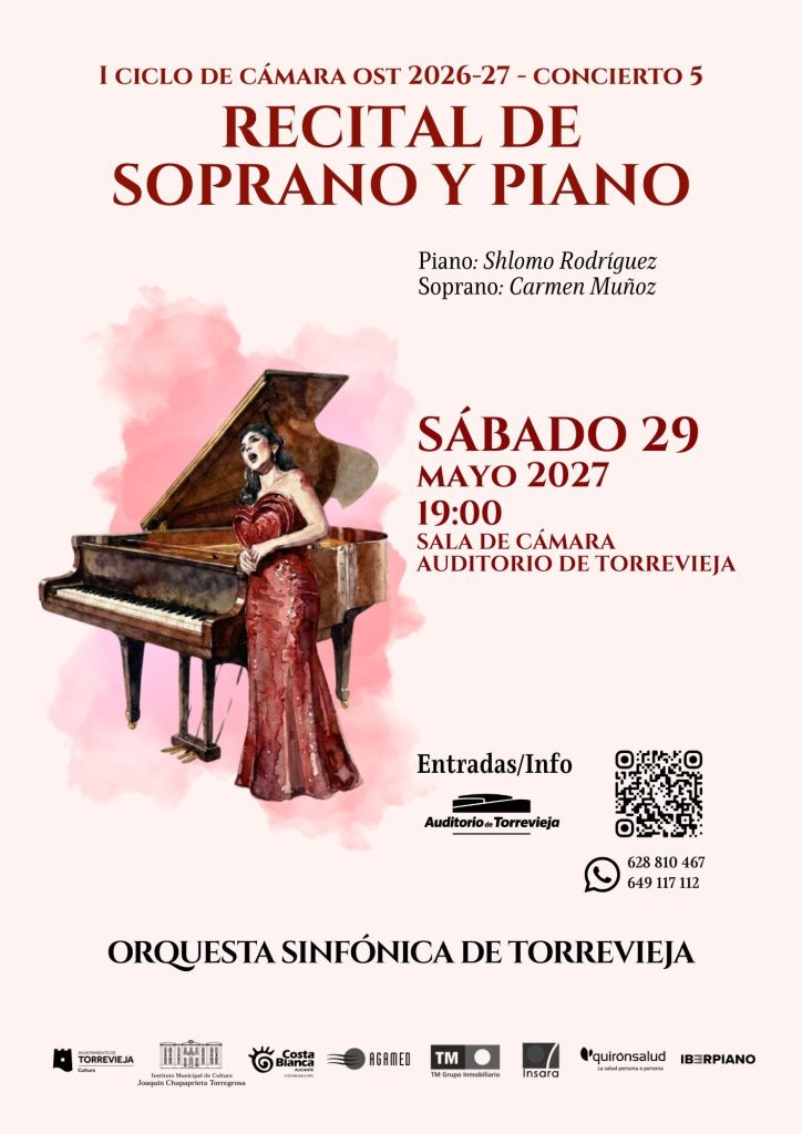 Cartel del concierto «Recital de soprano y piano» de la Orquesta Sinfónica de Torrevieja, 29 de mayo de 2027