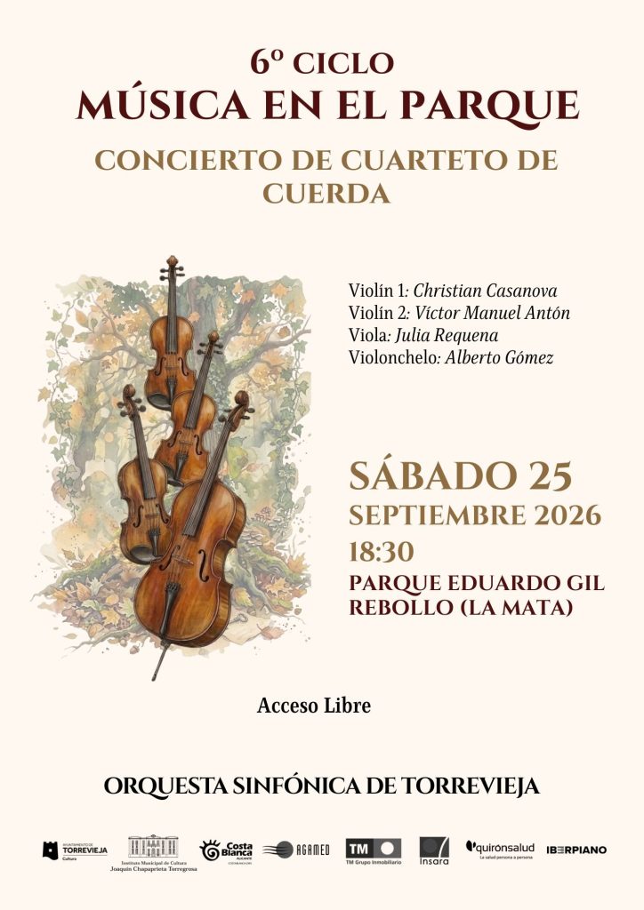 Cartel del concierto «Música en el Parque · Concierto 4» de la Orquesta Sinfónica de Torrevieja, 25 de septiembre de 2026
